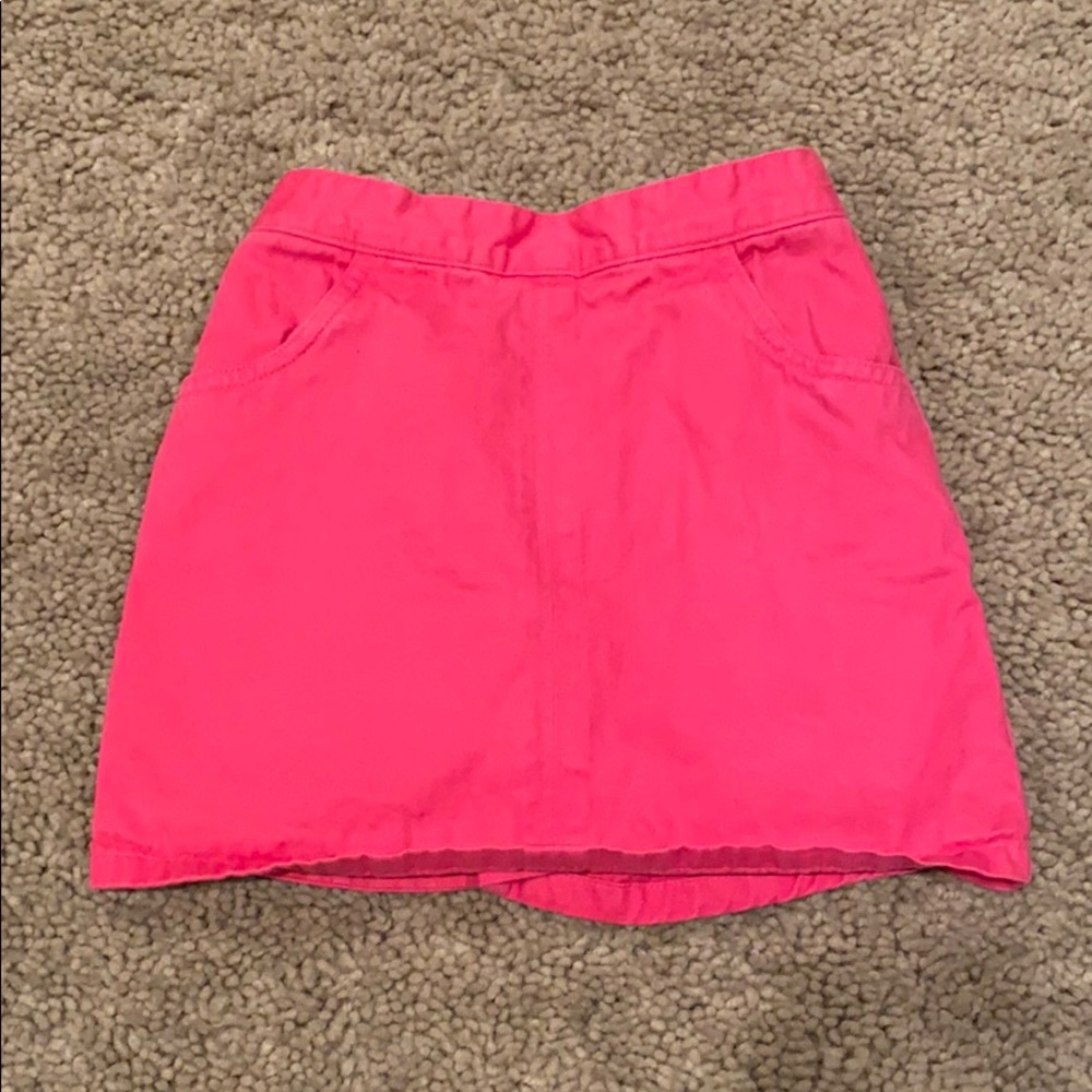 Pink denim skort